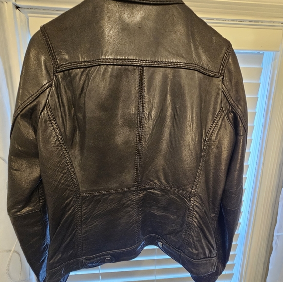 DKNY Moto Genuine Leather Jacket (M) Black - Picture 10 of 13
